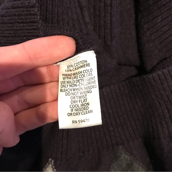 Sebastian Cooper Cotton Cashmere Blend Purply and Gray Argyle Sweater Size M - Picture 4 of 5